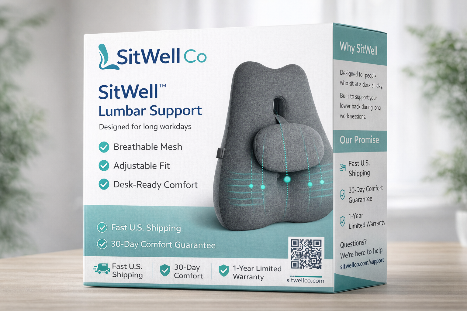 SitWell™ Lumbar Support – Ergonomic Back Support for Long Workdays